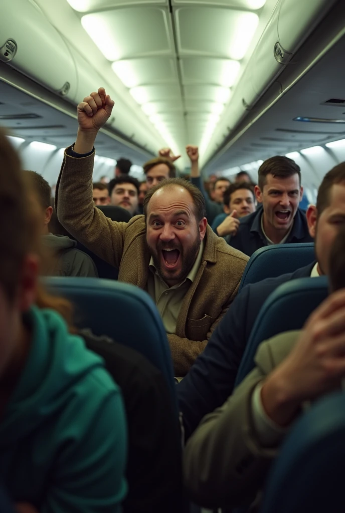 A lot of crazy people started shouting in the plane
