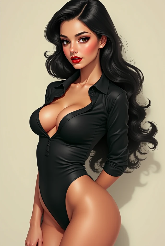 beautiful girl, PIN-AP, 1960s, beautiful breasts, stockings, shoes, black shirt, there is,