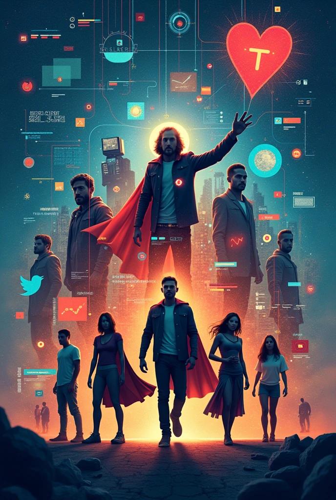 Academic poster about spreading heroism by the use of new technologies