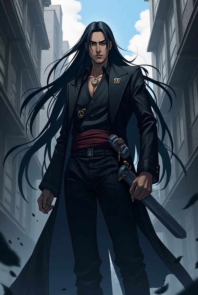 Toji Zenin with long hair like the suguro geto, anime