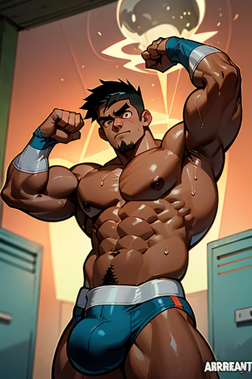 Danny Fenton from Danny Phantom animated series as a big dumb age muscular bodybuilder jock in a locker room flexing and staring blankly with mouth gaping open as his eyes glow under hypnosis as he repeats, "Bigger... Dumber.... Must obey.... More like a jock bro every day.... Yes, Coach. I obey. Huhuhuhuh.... Sweaty brutes must obey.... Sweaty brutes do what you say.... Big ... sweaty ... musky jock bro.... The muscles must grow. The old smarts must go.... Recruit the nerds and watch them grow. Make them like us, ... more big dumb jock bros. Huhuhuh.... We will grow. We will spread. We will make more dumb jocks.... We will grow... We will spread... We will make more dumb jocks.... We will grow. We will spread. We will make more dumb jocks.... Assimilate.... Grow.... Transform.... Become.... Convert.... Be a dumb jock.... All must be jocks.... All must obey.... Just ... like ... me...." in deep mindless emotionless voice with fellow hypnotized jocks to forget about catching ghosts and focus instead on training his body and obeying his coach. Mouth dropped open. Hyper swollen bulging crotch. Hyper muscles. Toned muscles. 5% body fat. Steam rising from armpits and shoulders. Big biceps. Big triceps. Broad shoulders. Big traps. Big lats. Big meaty pecs. Massive deltoids. Six-pack abs. Spherical glutes. Brainwashing. Hypnosis. Hypnotized. Bro. IQ drain. Dumber and dumber. Meathead. Musclehead. Mindless. Hypno. Mind control. Brain drain. Entranced. Brute. Brutification. Brain drain. brainwashed. brainwash. Meathead jock bro assimilation. Mindless. Brainless. Empty stare. Hairy pecs. Hairy armpits. Treasure trail.