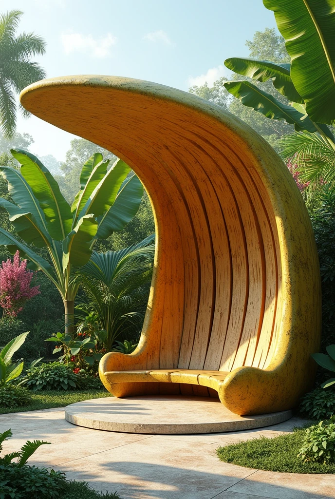 make me a sketch of waiting shed, the design inspiration is need to be look like banana tree