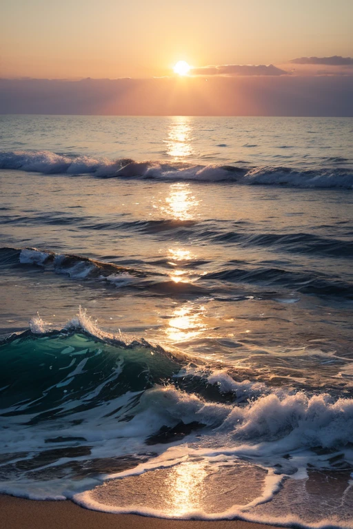 Beautiful sea,Light shining into the sea,High resolution, Highest quality, sun,Bubble,Fantasy