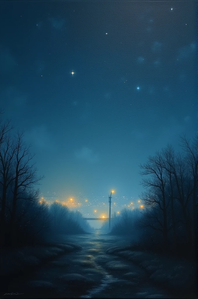 an art that describes light pollution that tells about the disadvantages and effects of light pollution in one painting