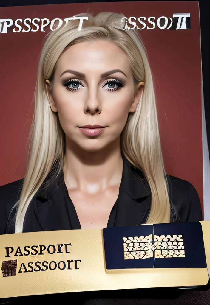 (passport photo:1.5) Maria BRINK standing straight facing camera, passport picture, facing front, sensual face, looking forward, maintains eye contact with the viewer, smooth perfect skin, dark eyeliner, full face visible, High quality, portrait, passport style picture, official document photograph, bald beauty, bald is beautiful, no hair, headshot, government photo, id photo, standing straight looking at camera, wearing sex makeup,