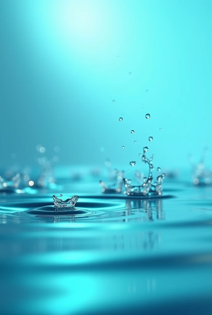 (photorealism:1.2), Background blue gradient, realistic, Water droplets on the shiny turquoise surface backdrop