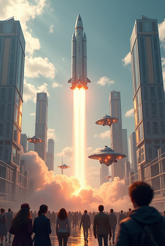 Moscow, flying cars, hi-tech, launching a spacecraft into space