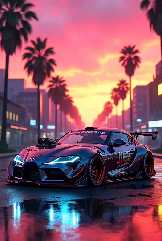 A Toyota Grande 1.8x with fully modified body kit in gta v sunset 