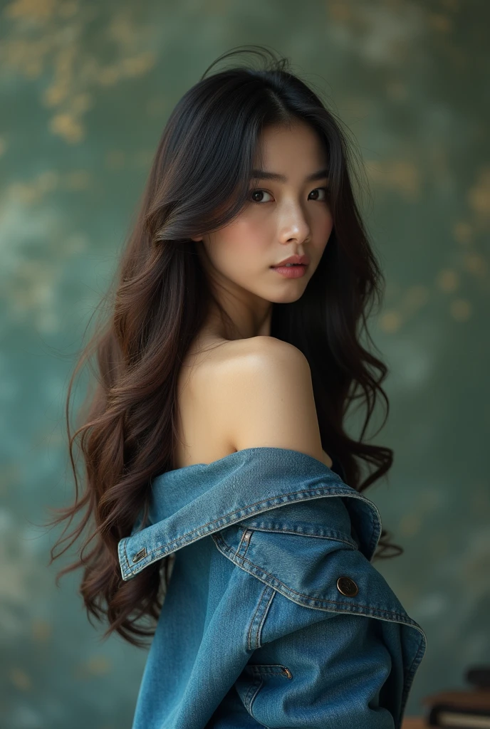Back view、Beauty、long hair、denim、live-action、Looking back、Asia、Ass