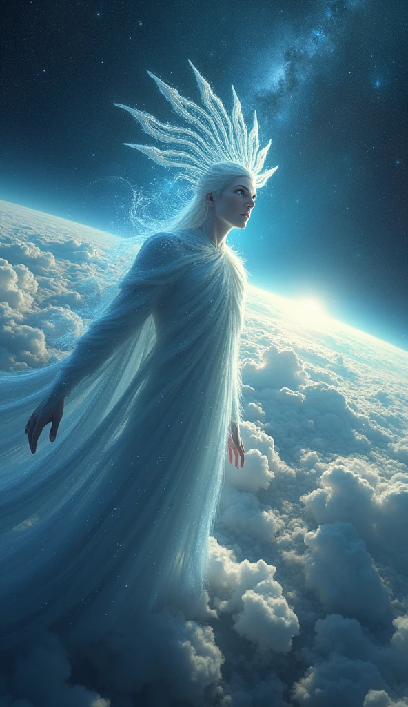 God looking at earth in chaos pixar 3d drawing style