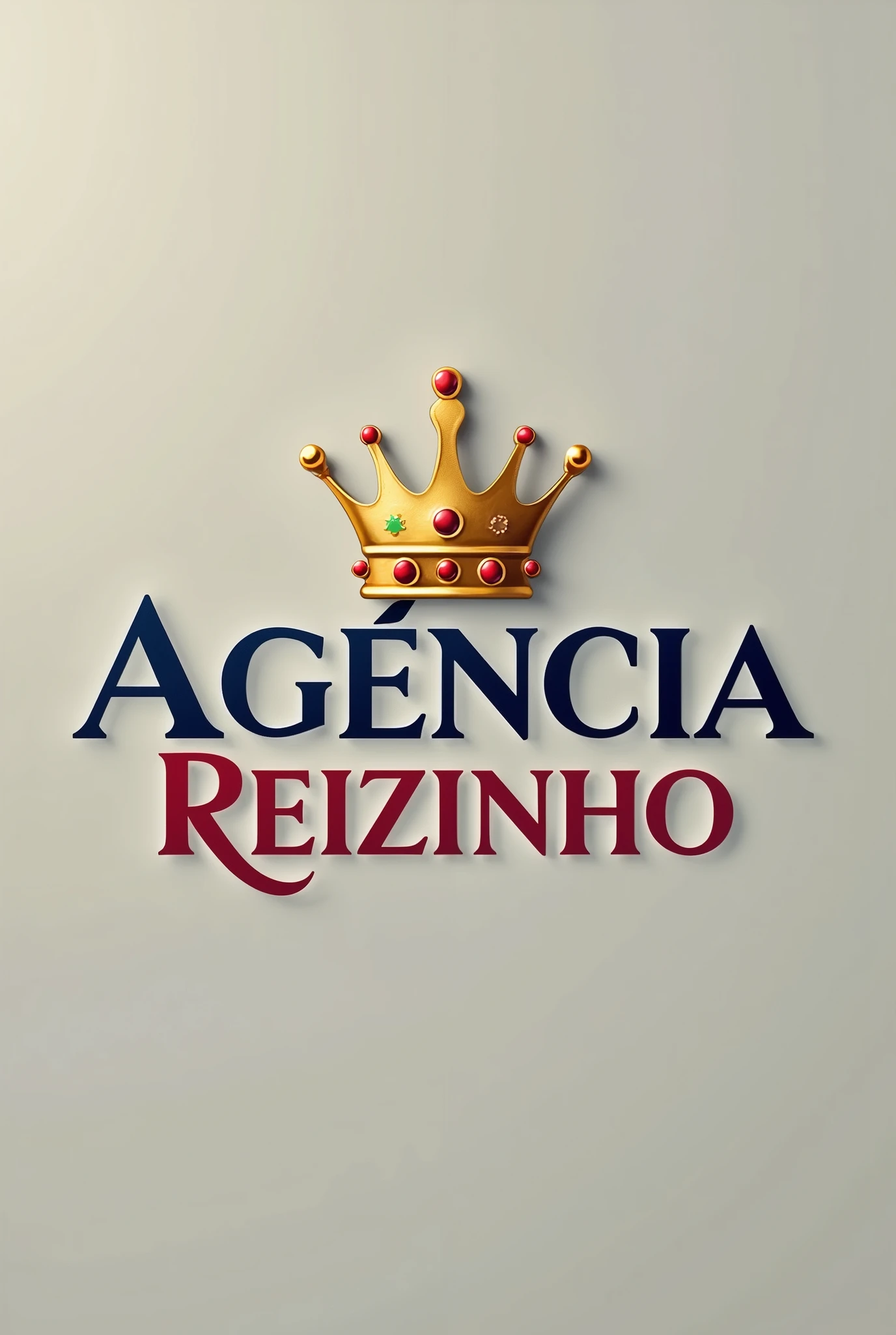 Logo brand with the name AGÊNCIA REIZINHO with very beautiful letters , agency can be one color and REIZINHO in golden color , with a blue or neutral colored background , having as a symbol a crown and having the colors blue, red and gold,