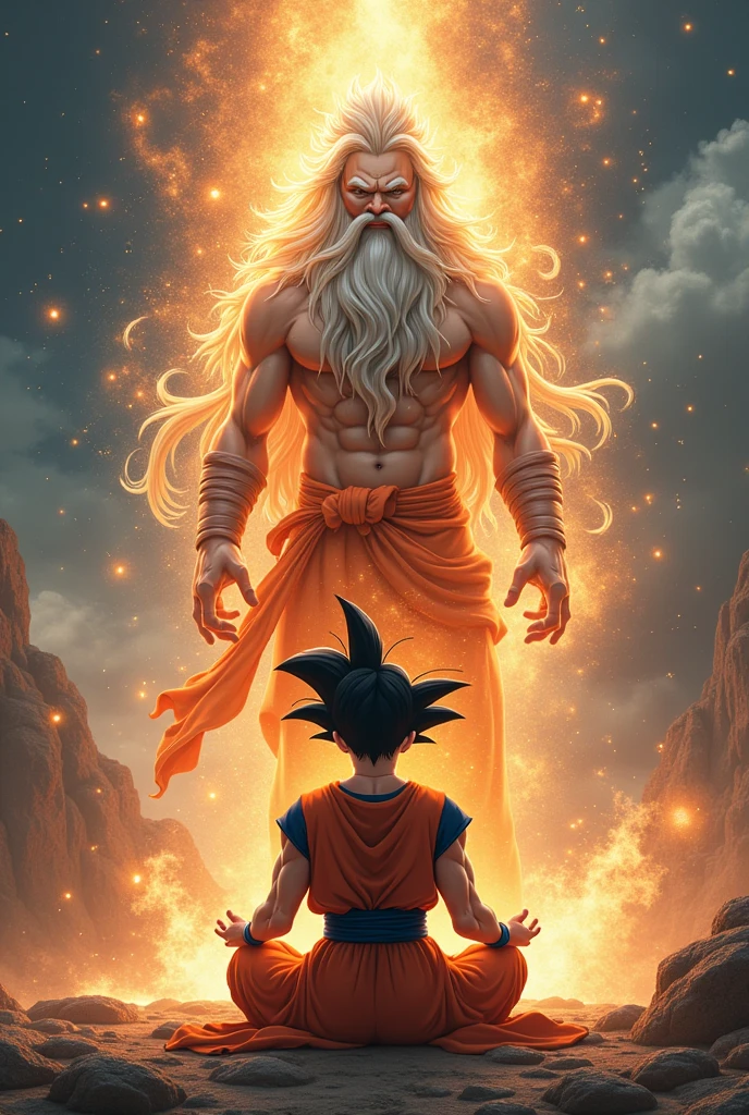 Son goku  praying of lord hanuman In full concentrate 