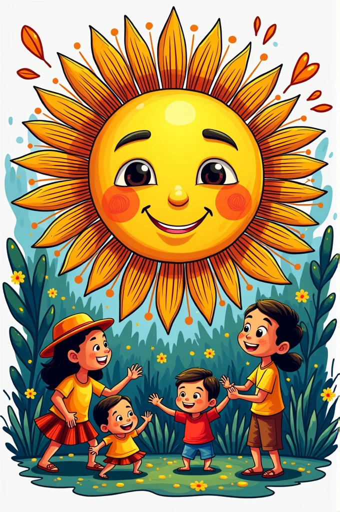 (Doodle Art Filipino Values)
–Central Image: A big, smiling sun representing warmth and joy, a core Filipino value.
- Surrounding the Sun:
- Bayanihan: People helping each other carry a large basket (like a community project).
- Pagmamano: A child respectfully holding the hand of an elder.
- Pakikisama: A group of friends laughing and sharing food.
- Utang na Loob: Someone offering a gift to someone who helped them.
- Kapwa: Two hands clasped together, symbolizing empathy and connection.
