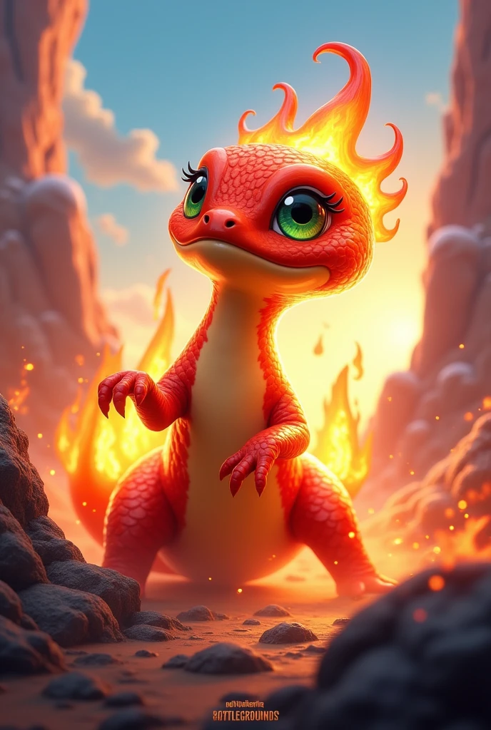 Image of an fire slug ( use slug theme from Slugterra cartoon)with bgmi theme