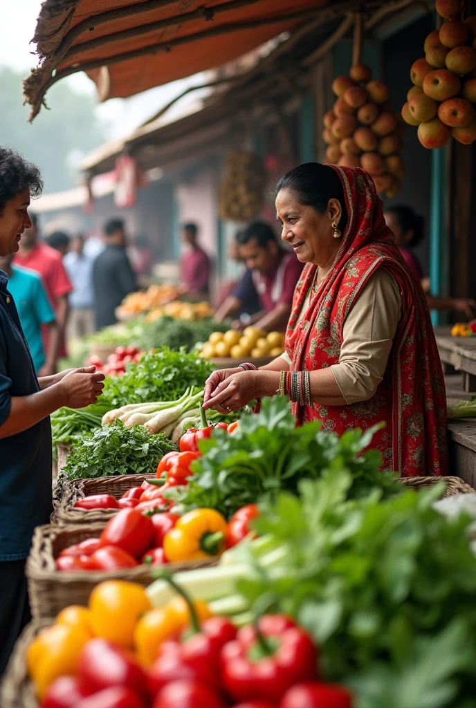 Bangladesh Prime Minister Sheikh Hasina sells vegetables and fruits