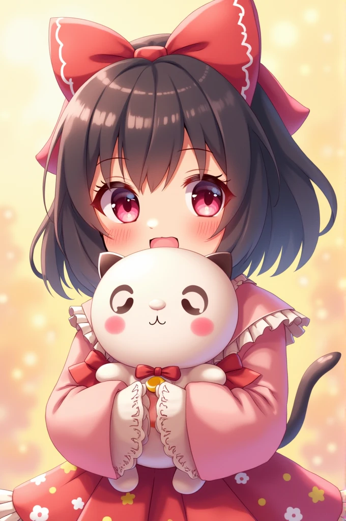 A cute jirai kei girl holding a plushie