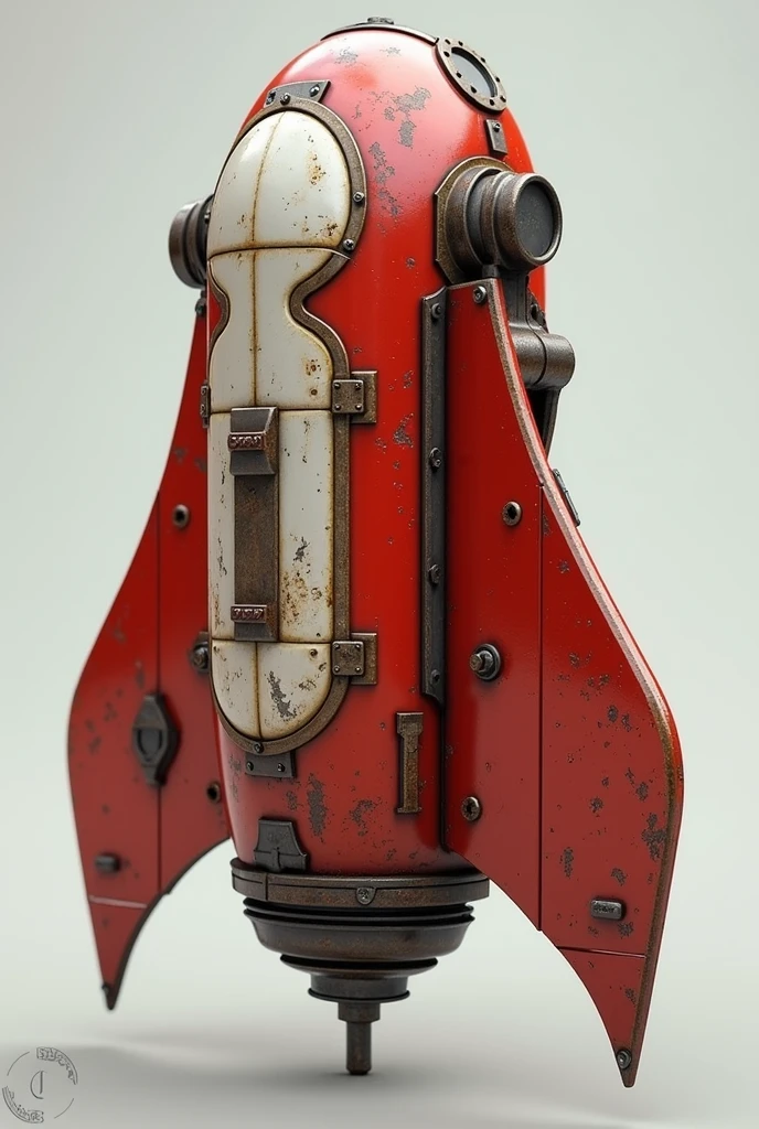 Jetpack model 3D red with white Worn and rusted From front to front potion