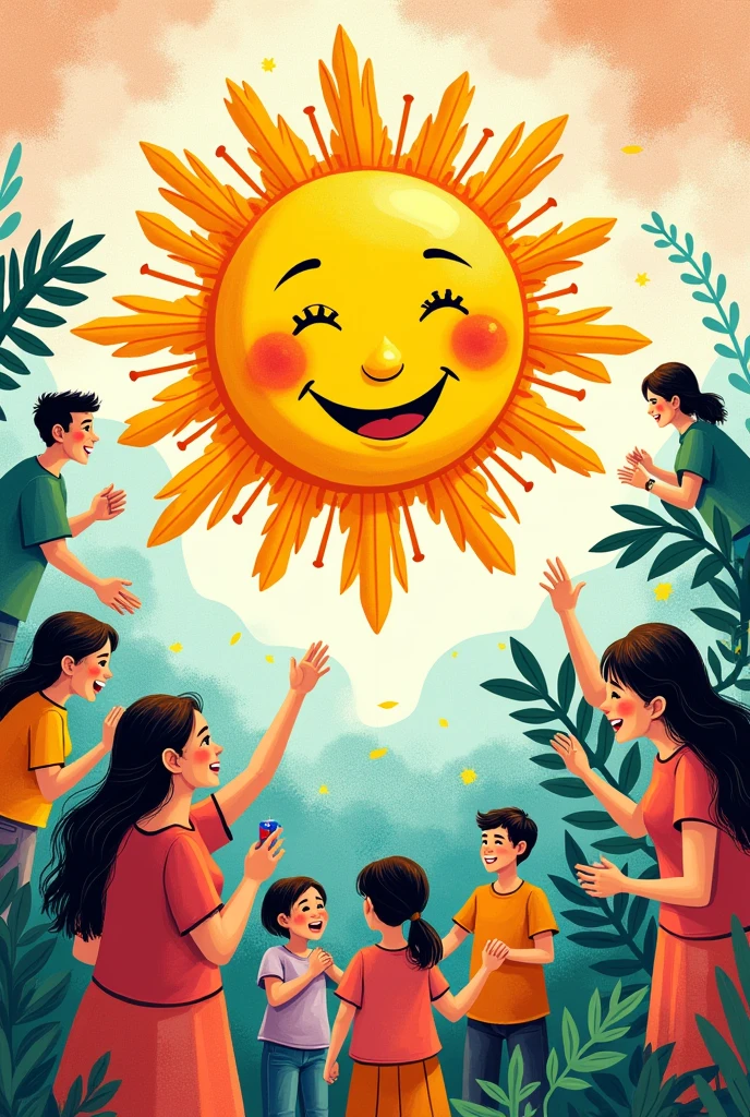 Doodle Art Concept:
 
- Central Image: A big, smiling sun representing warmth and joy, a core Filipino value.
- Surrounding the Sun:
- Bayanihan:  People helping each other carry a large basket (like a community project).
- Pagmamano: A child respectfully holding the hand of an elder.
- Pakikisama:  A group of friends laughing and sharing food.
- Utang na Loob:  Someone offering a gift to someone who helped them.
- Kapwa:  Two hands clasped together, symbolizing empathy and connection.