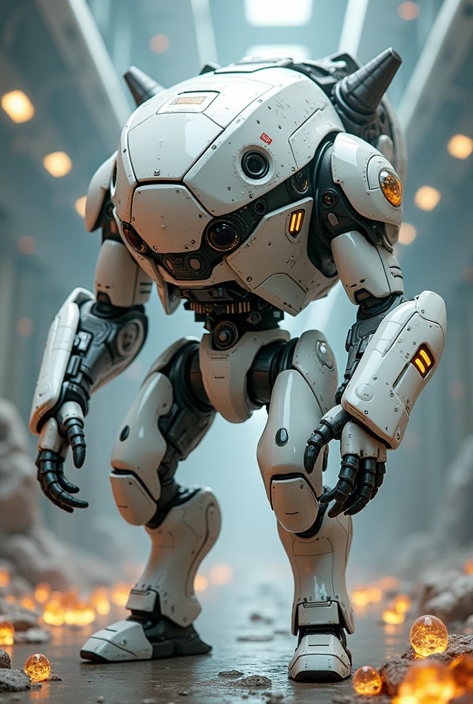 Ant white super shute with different types of weapon in shute