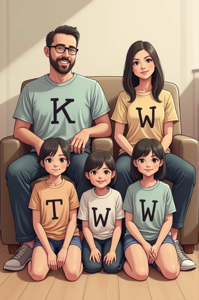 Adult T, adult D and a child A with matching letter shirts