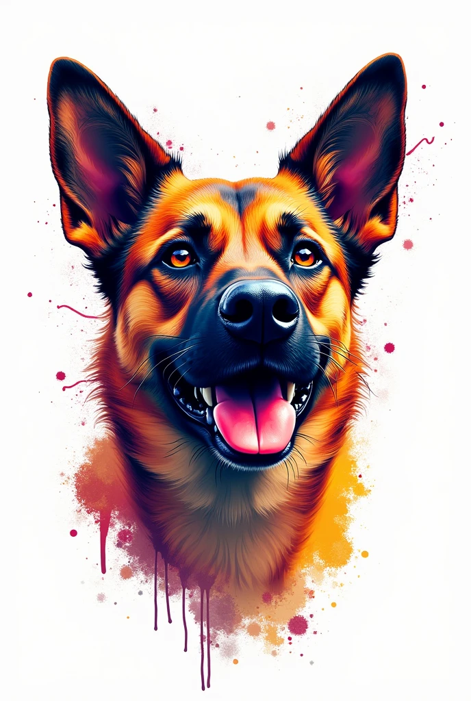 graffiti of a dog's face on a white background