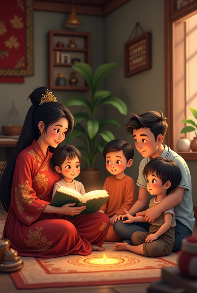 a chinese woan,a filipino man with 3 s telling stories
