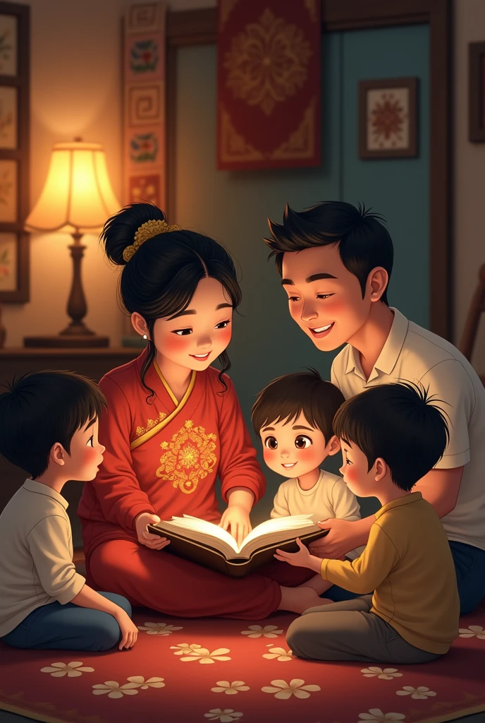 a chinese woan,a filipino man with 3 s telling stories