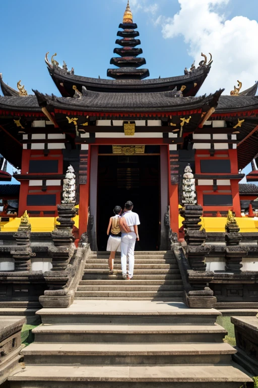 Bali temple and white tourists