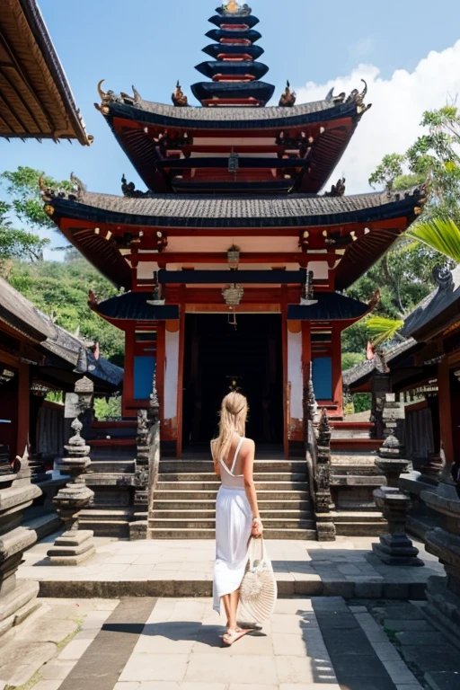 Bali temple and white tourists