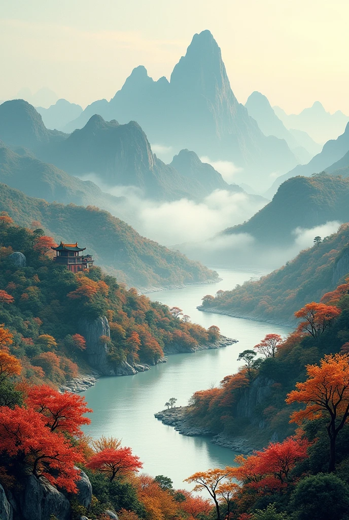 Autumn in the mountains and rivers,China,south