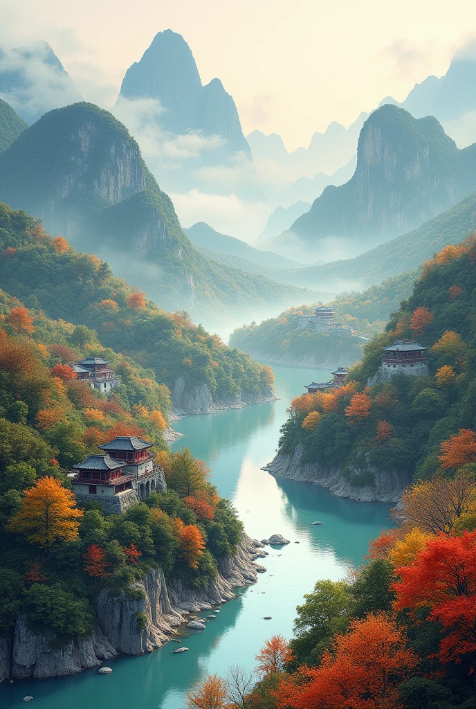 Autumn in the mountains and rivers,China,south