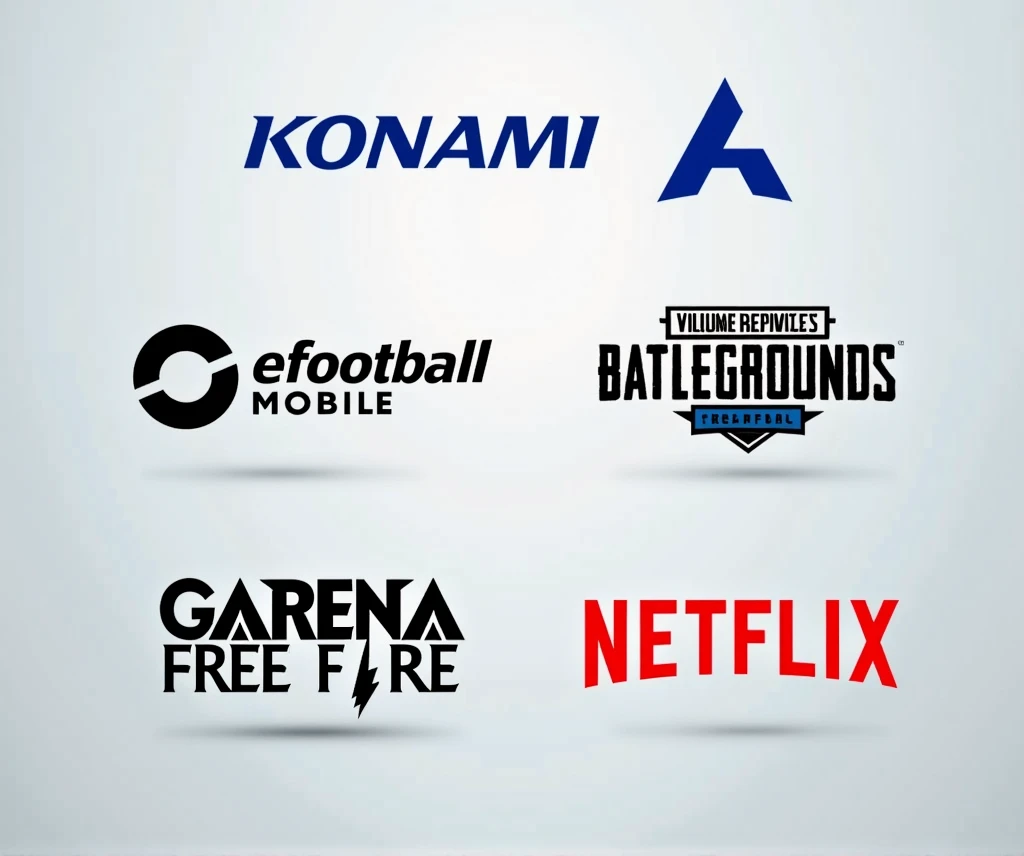 Premium Account Deals,with logo of Konami,Efootball,Pubg Mobile, FreeFire,Netflix 