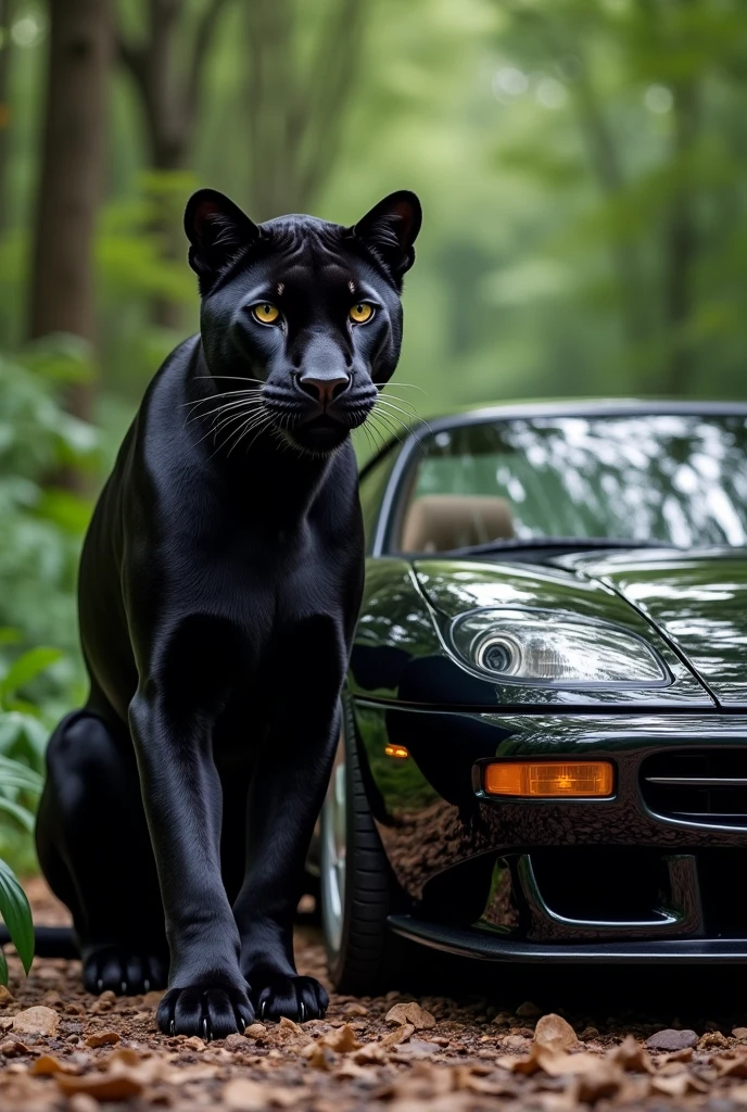 Jaguar XJ220 and a panther