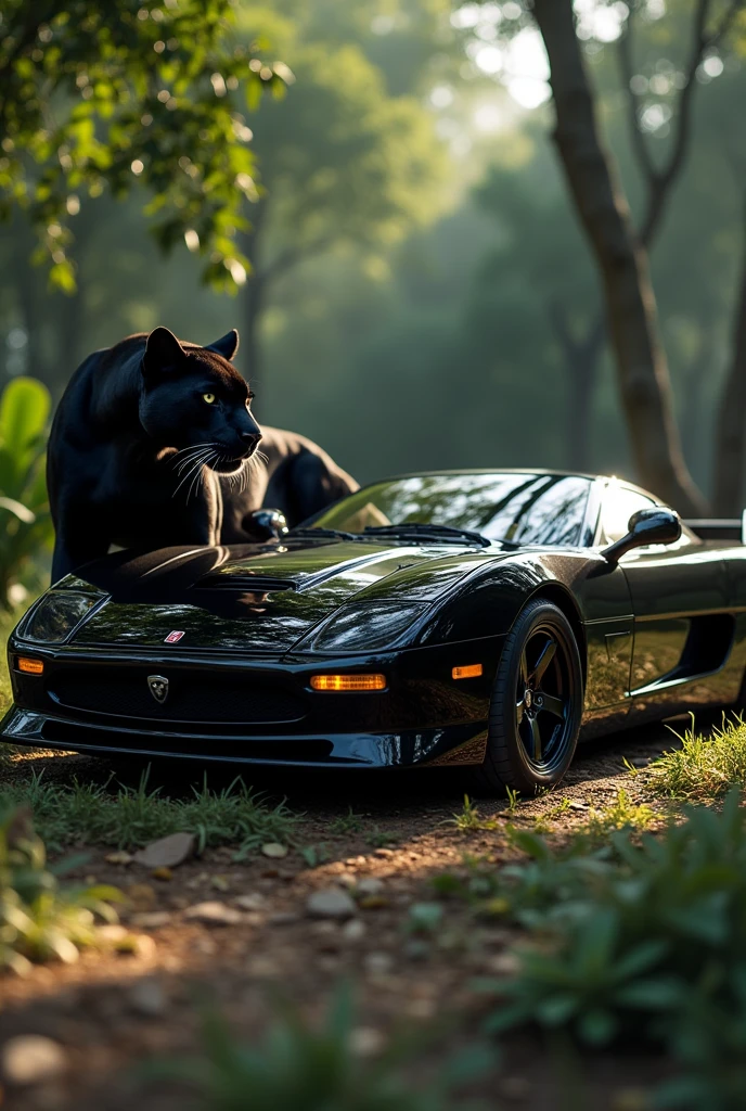 Jaguar XJ220 and a panther