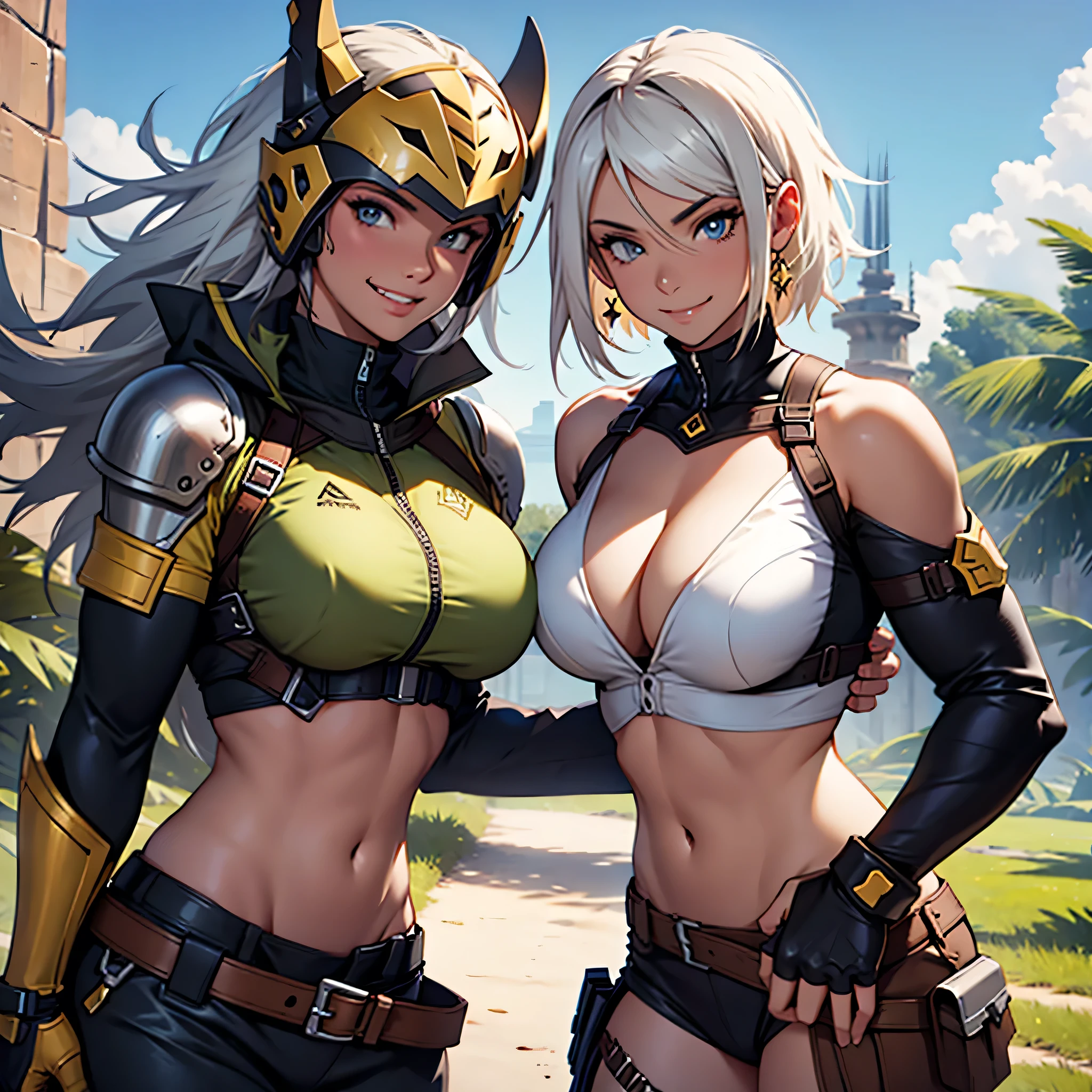 [amazon girl] [big boobs] [with armadura] [smiles]