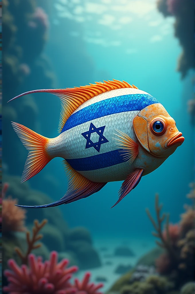 Israel flag on fish
