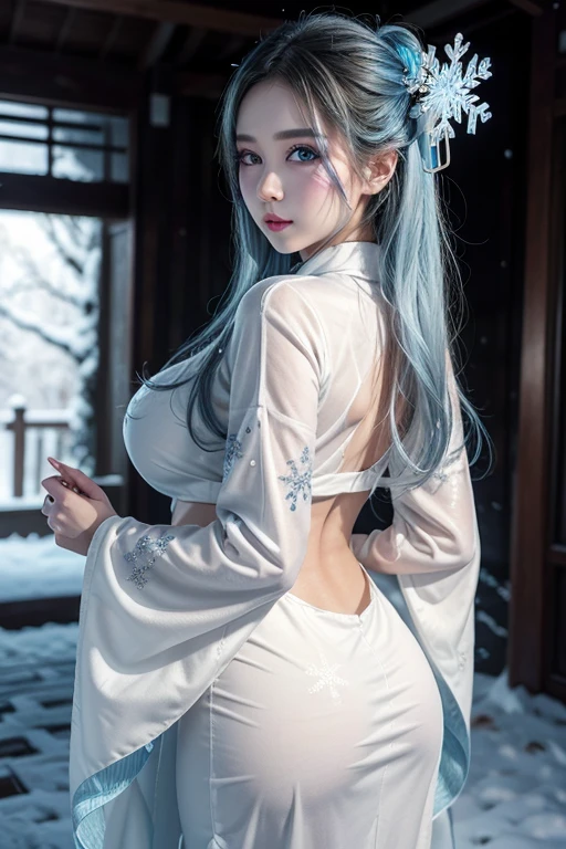 Big Tits,Big Ass,
Snow Woman (Yuki-onna)
• Costumes: Based on a pure white kimono、Silver embroidery with a snowflake motif.。The sleeves and hem are long、Creates the impression of snow fluttering with every step。The obi is made of a material that is as transparent as thin ice.、Gives an overall sense of transparency。
• Makeup: Whitens the skin、Highlight your eyes with blue eyeshadow。For lips, use pale blue or silver gloss for a cool look.。On the cheeks、Snowflake-like face paint。