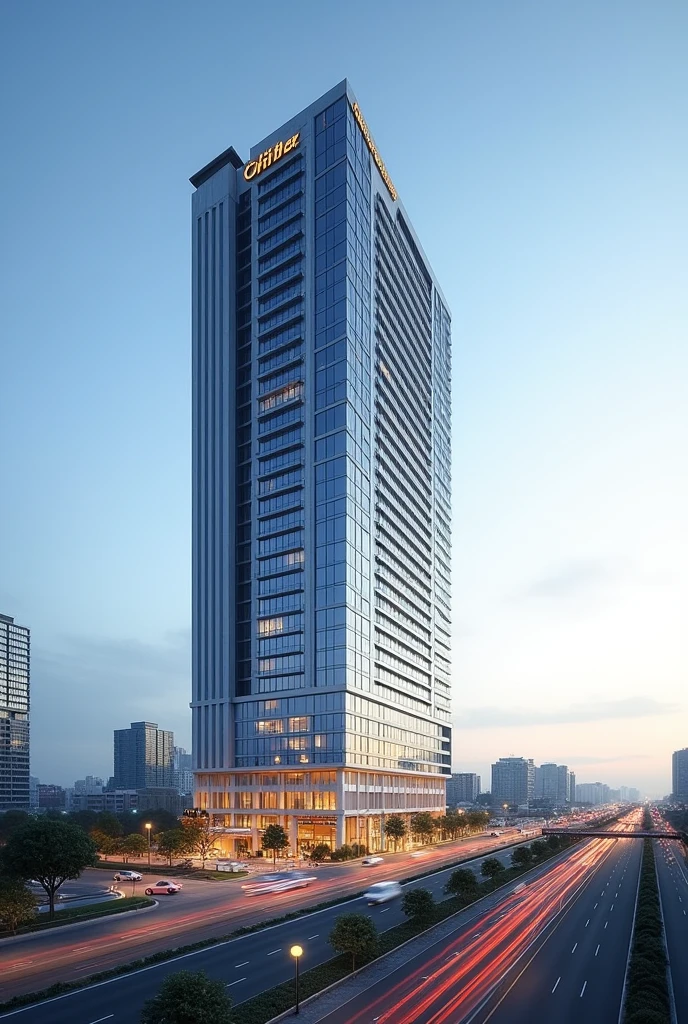 Create a 16 story Hotel building near highway