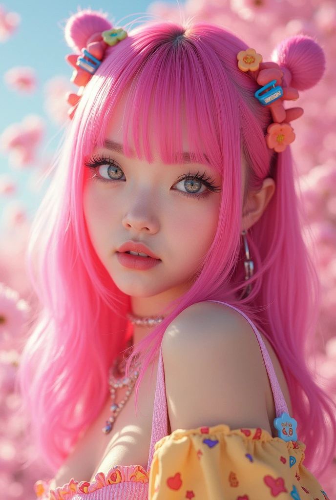 “Create a detailed portrait of a young Japanese woman with bright ...