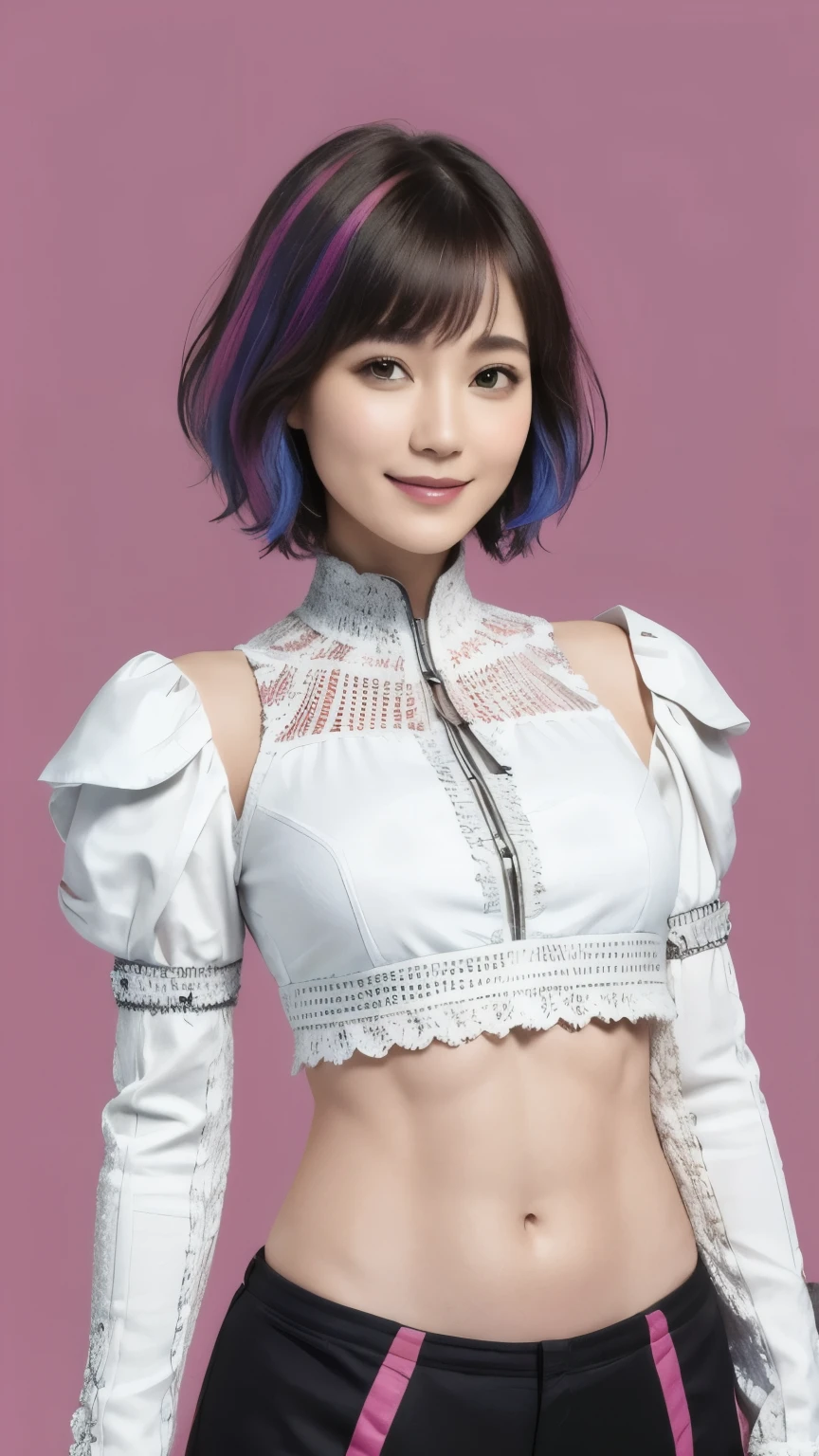 276 (20-year-old woman and man,short hair), Are standing, (beautiful:1.1), (Fractal Art:1.2), (Advanced backgrounds), (Many colors:1.4), (Old-fashioned smile), Abdominal muscles, flower