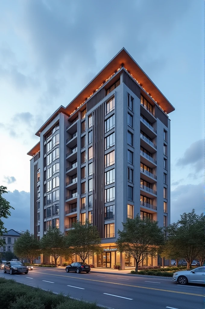 Create a G+15 Hotel building near highway in Srinagar Kashmir