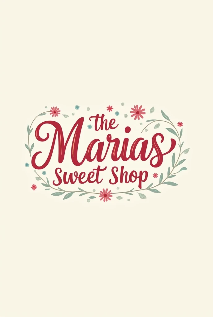I want a logo with pastel colors for a business with the name "The Marias Sweet Shop"