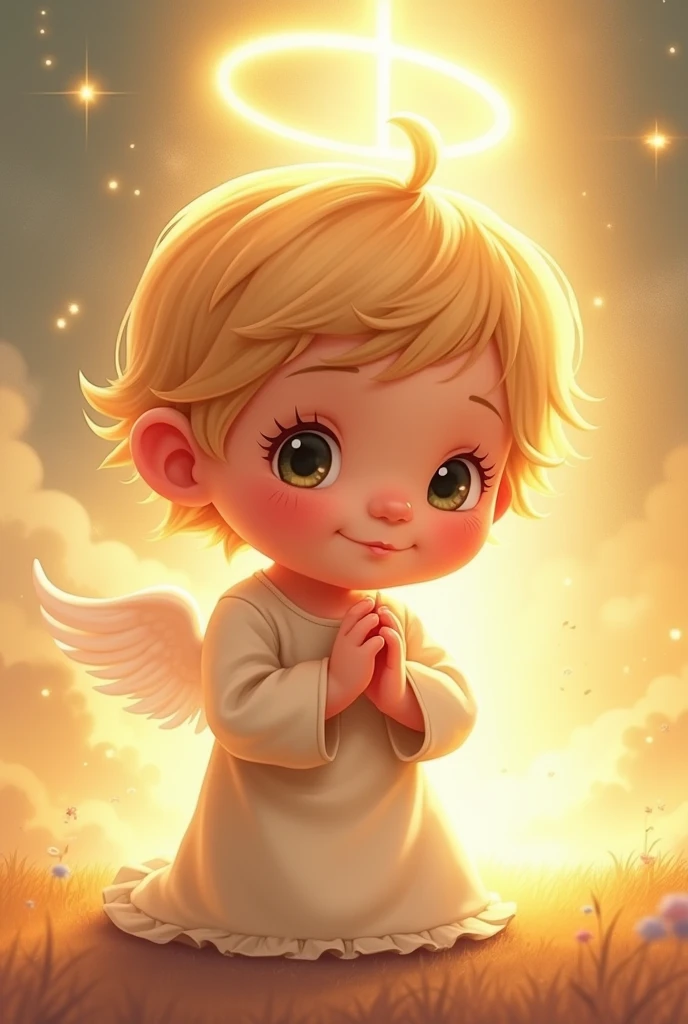 a beautiful child praying ,animated ,cartoonish
