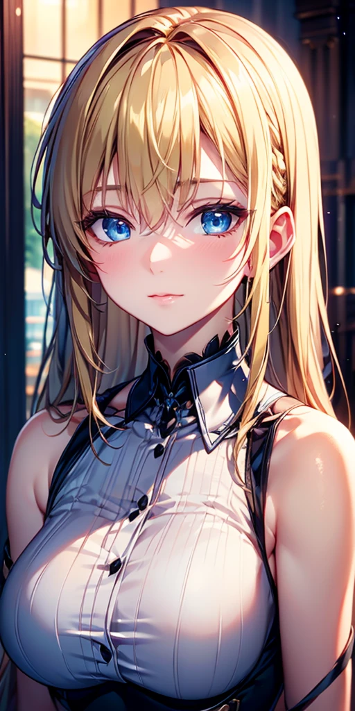 portrait, Practical, elegant adult woman, blue eyes, Blonde Hair, 4K resolution, High quality CG, Beautiful CG, Soft Light
