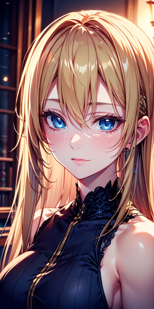portrait, Practical, elegant adult woman, blue eyes, Blonde Hair, 4K resolution, High quality CG, Beautiful CG, Soft Light