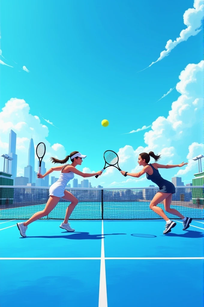 Tennis rooftop blue background