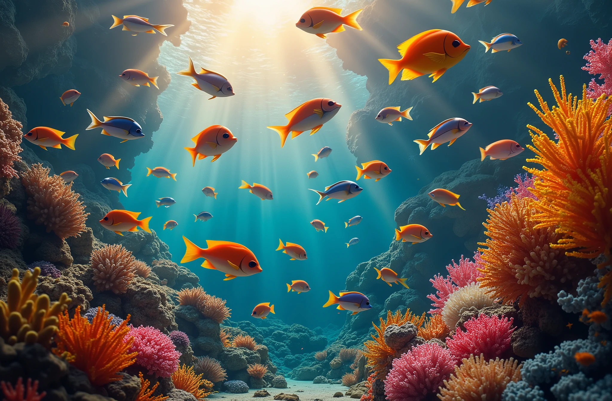 There are many fish swimming together in the sea, Underwater scenery, Underwater ocean, Underwater World, Underwater scenery, see Fish swimming, Underwater scene, Amazing depth, Fish swimming, Life Underwater, Underwater landscape, Coral Reef, 热带Coral Reef, Coral Reefs, seabed, Underwater landscape, 在seabed, colorful Coral Reef, Underwater light, seabed environment, Colorful fish