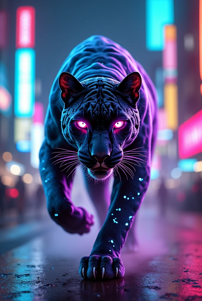 Panther in cyber punk multiple colors