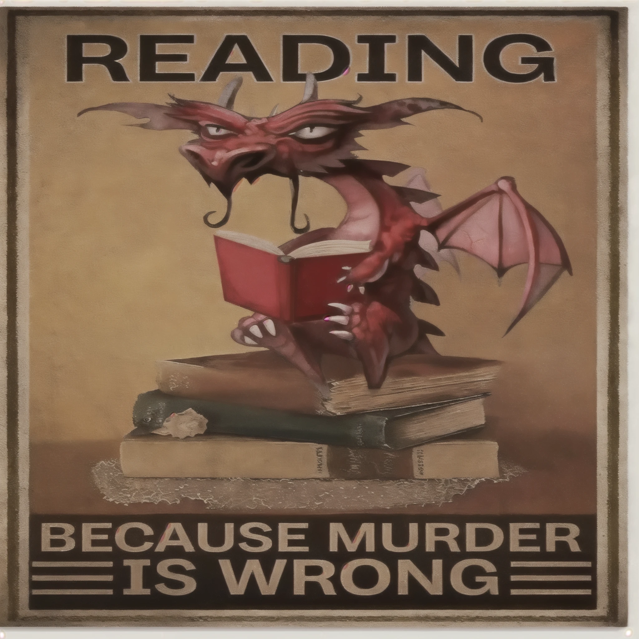 arafed dragon reading because murder is wrong, a baddass dragon, as a d & d monster, by Pogus Caesar, murderous, inspired by Samuel Hieronymus Grimm, rescue from the underworld!!!!!!, storybook realism, death note ， d & d, draped with horrors and spines, rpg book portrait, but as a dragon, accurate depiction