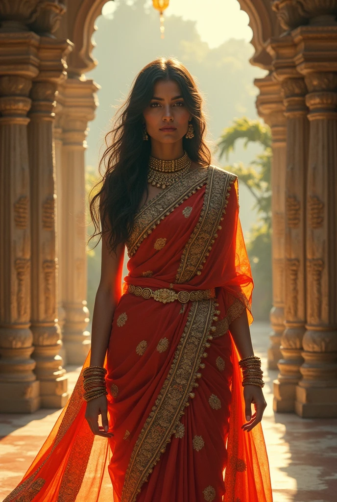 One beautiful women with saree and fully dressed with saree  in a kingdom she get married but she is invisible to others and she is hidden to one bramhana pandita men